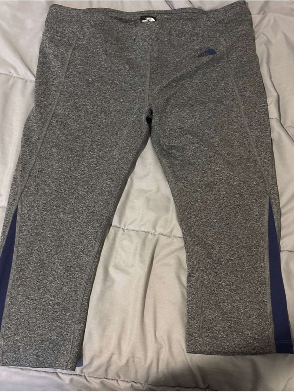The North Face Heather Gray Capri Leggings with Navy Panels